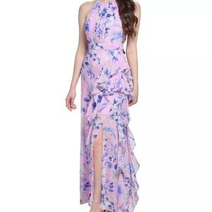 Eliza J Pink and Blue Floral Maxi Dress